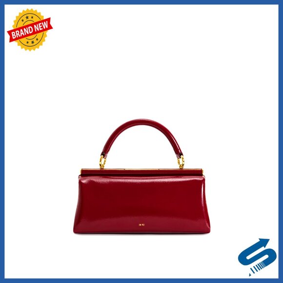 Vegan Leather Top Handle Bag with Adjustable Strap Fits Large Phones